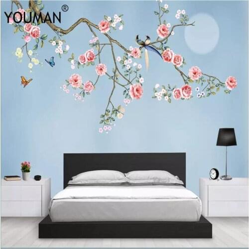 Wallpapers YOUMAN 3d Photos Hd Desktop Picture Wallpaper Children Room Flower Full Hd Wallpapers Wall Mural Home Decor Blue Wall