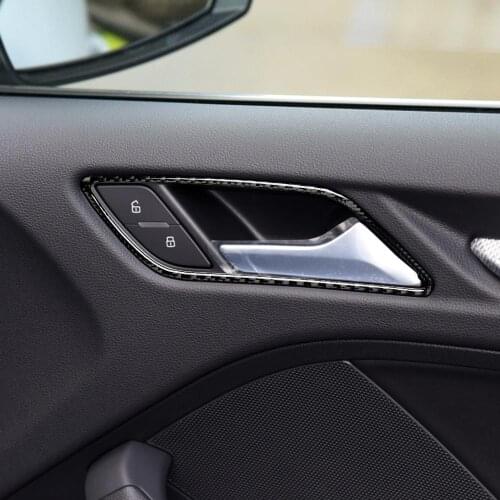 4pcs Real Carbon Fiber Stickers Inner Door Frame Decorative Strips Trim Kit Parts for Audi A3 8V 2012-2019 Models Accessories