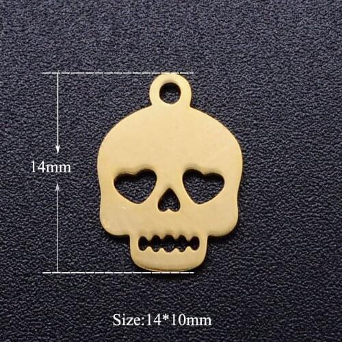 5pcs/lot Sugar Skull Stainless Steel DIY Charms Wholesale Jewelry Making Charm Factory Sale High Polished OEM Charm Accepted
