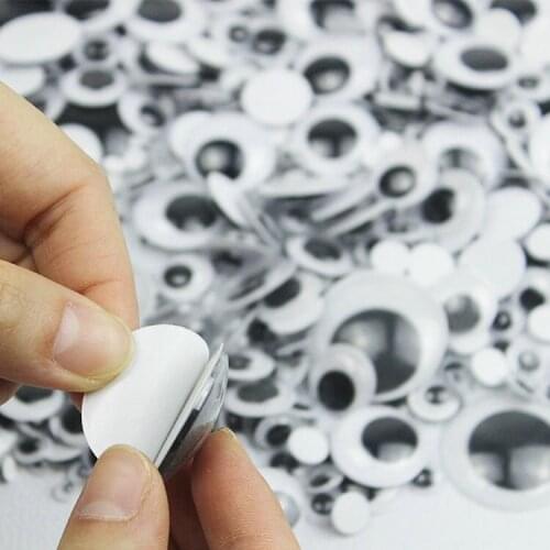 50PCS/LOT.5 6 7 8 10 12 15 18 20mm Round black wiggle eyeball Doll eyes stickers Handmade crafts material Kids DIY toy Creative