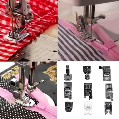9Pc Hinged Overlock Zipper Foot Presser Household Domestic Sewing Machine Accessories for Kit Braiding Blind Stitch Ruler Parts