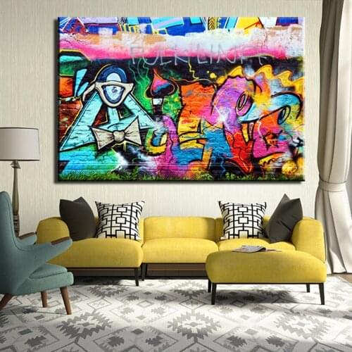 Abstract Oil Painting Print On Canvas Cartoon For Graffiti-9392 Modern Wall Art Home Decor Free Shipping No Frame
