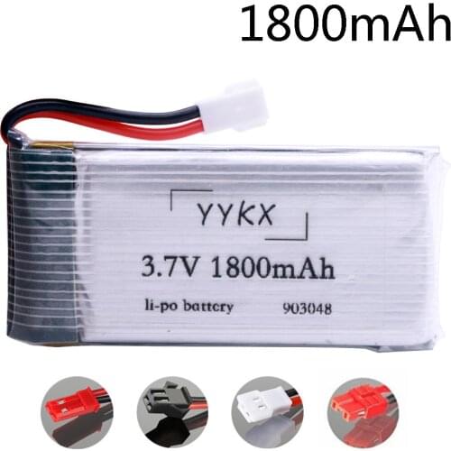 Battery for KY601S SYMA X5 X5S X5C X5SC X5SH X5SW X5HW X5UW M18 H5P HQ898 H11D H11C Helicopters 3.7V 1800mah battery XH2.54 Plug