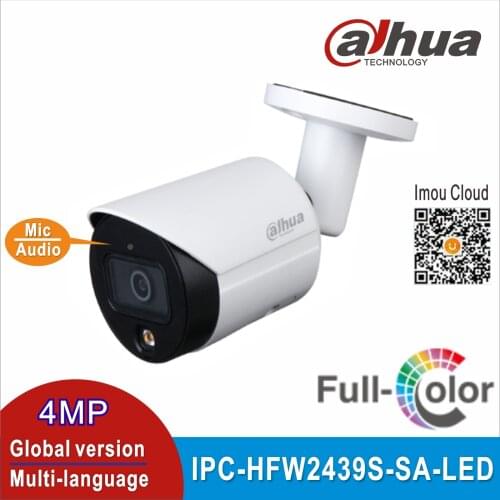 Free shipping Dahua IPC-HFW2439S-SA-LED-S2 4MP Built-in Mic IP Camera 24 Hours Full color IP67 WDR Bullet Camera