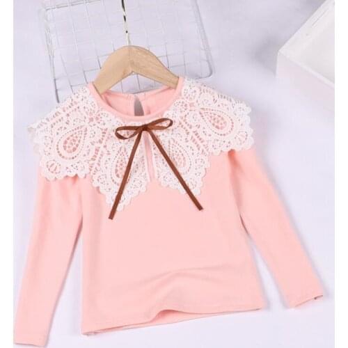 Baby Toddler Teenager Girls Blouse Lace Shirts Tops Autumn Kids Shirt Cotton Long Sleeve Girls T-shirt 6 8 10 12 Years JW5483