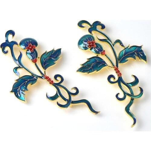 2pcs/lot Cloisonne Gold Rhinestones Buttons DIY Decorative Sew for Brooch Pin Dress Coat Bag Alloy Badge Wedding Accessories