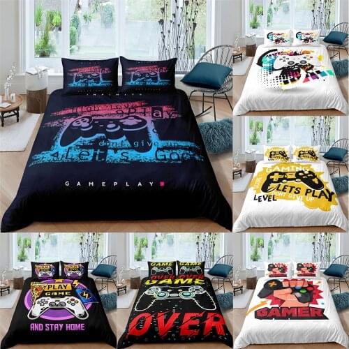 Kids Boys Teens Gamer Bedding Set Gamepad Duvet Cover Game Pad Quilt Cover 3D Printing Bedding Queen King Size Bed Cover Set