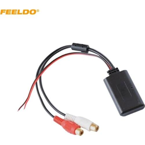 FEELDO Universal Car CD Wireless Bluetooth Module Audio AUX Adapter with 2-RCA Male AUX IN Music Input Wireless AUX Cable