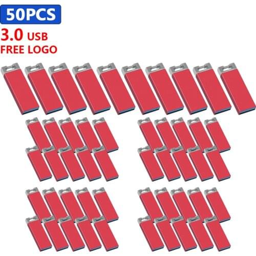 Bulk 50pcs free logoUSB 3.0 Flash Drive 64GB 32GB 16GB 8GB USB Flash Pen drive Memory USB Stick 128GB cle usb Real capacity disk