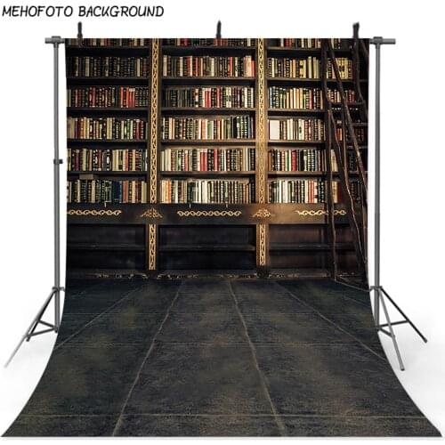 Library bookshelf photography backdrop back to school portrait background for photographic fabric studio books polyester cloth