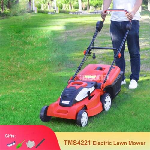 New TMS4221 Household Weeding Lawn Mower Garden Tools Hand Push-type Electric Lawn Mower 220V 1800W 5200r/min 50L With 10M Line