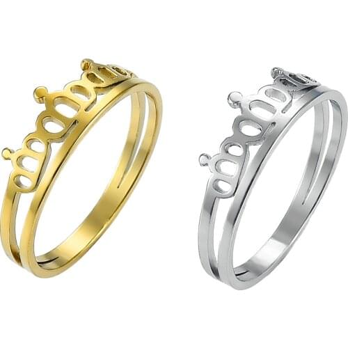 Hot Fashion Crown Stainless Steel Ring Gold Rings Set for Women Wedding Ring Jewelry Gift