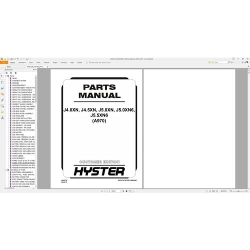 Hyster Forklift All Model UK-EU PDF DVD 64GB Parts Manual