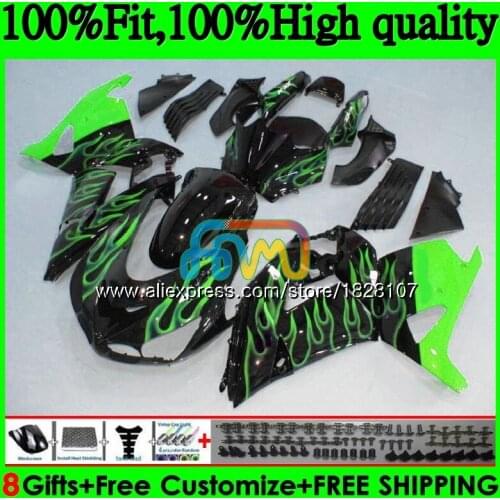 Injection For KAWASAKI ZX 14R ZX14R 06 07 08 09 10 11 21BS.139 ZZR1400 ZX-14R 2006 2007 2008 2009 2010 Green flames 2011 Fairing