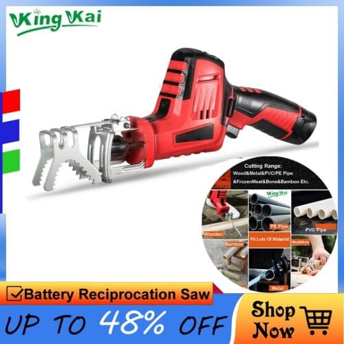 KK 12V 21V Lithium Battery Cordless Electric Reciprocating Saw Wooden Metal PVC PE Pipe Cutting Home Use Electric Saw