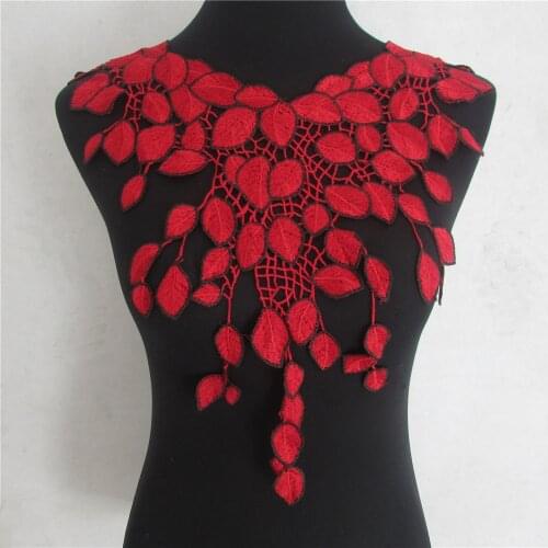 Red Lace Fabric Dress Applique Motif Blouse Sewing Trims DIY Neckline Collar Costume Decoration Accessories YL830