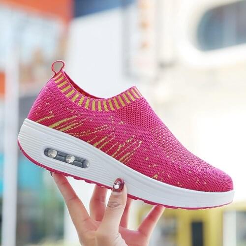 Women Platform Sneakers Summer Mesh Breathable Sport Shoes Women Casual Walking Shoes Female Height Increase Wedge Shoes