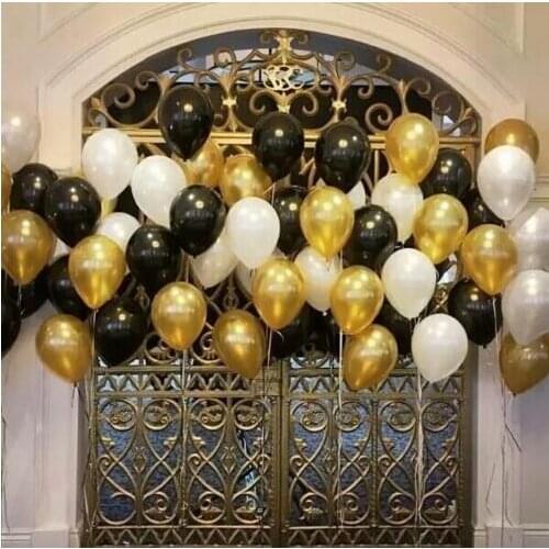 30pcs/lot 10inch 1.5g Gold Black Air Helium Pearl Latex Balloons Wedding Birthday Baby Shower Party Decor Supplies Kids Toy