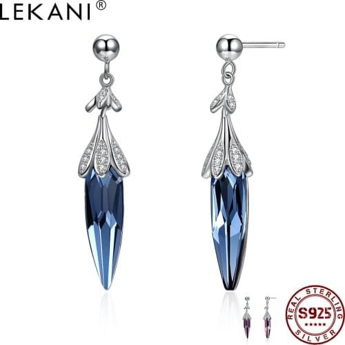 LEKANI Elegant 925 Sterling Silver Crystals from Austria Chili Shape Popular Dangle Earrings For Women Drop Earrings Jewelry