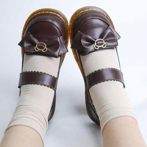 Sweet Girls Velcro Female Kawaii Tea Party Japanese Cute Women Harujuku Jk Uniform Anime Lolita Shoes Feminine Cosplay Low Heel