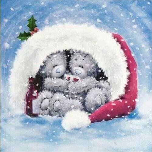 Cartoon Plush Teddy Bear Diamond Painting Cross Stitch Full Round New DIY 5D Home Decorative Christmas Hat Mosaic Embroidery