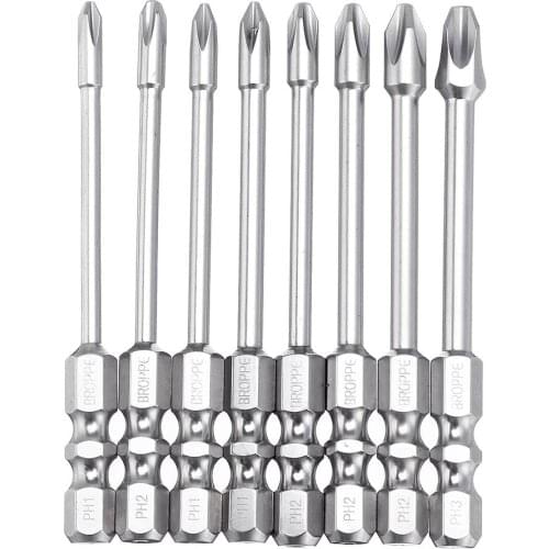 8Pcs 75mm/100mm Length Impact Phillips Screwdriver Bit High Torque Cross Screwdriver Bit