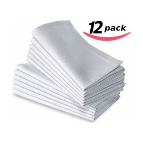 12PC COTTON RESTAURANT DINNER CLOTH LINEN WHITE 50x50cm NEW NAPKINS