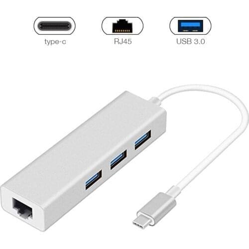 TypeC 2.0 Ethernet Rj45 Lan Adapter 3 USB port Type C to USB 2.0 HUB 10/100M Network Card for Macboo PC ChromeBook