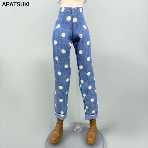 Polka Dotted Blue Jeans Pants Dolls Clothes For Barbie Doll Trousers Casual Wears For Barbie BJD Dollhouse Accessories Toys 1/6