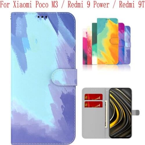 Sunjolly Case for Xiaomi Poco M3 Redmi 9 Power Redmi 9T Wallet Stand Flip PU Phone Case Cover coque capa Case Cover