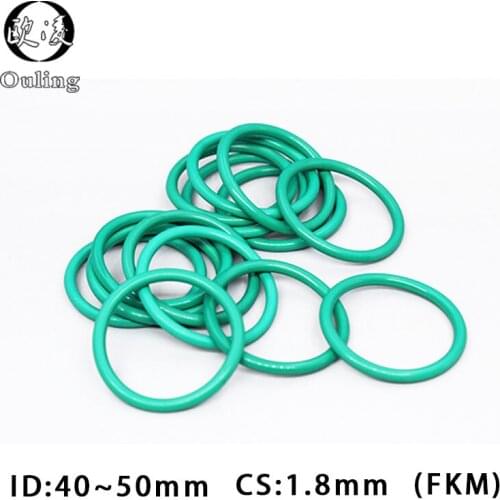 5PCS/lot Fluorine rubber Green FKM O ring Seal CS1.8mm ID40/41.2/43.7/45/46.2/47.2/48.7/50mm Rubber O-Ring Seal ORing Gasket