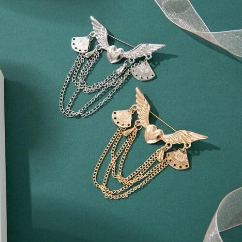 NEW Brooch British Chain Popular Personality Badge Multi-layer Chain Flower Pin Buckle Clothing Jewelry Set With Diamond Gift