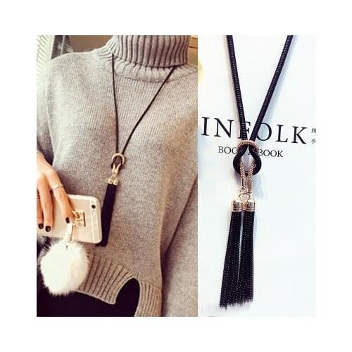 New Womens Necklace Fringed Sweater Chain Necklace Necklace Wholesale And Retail Acero Inoxidable Mujer