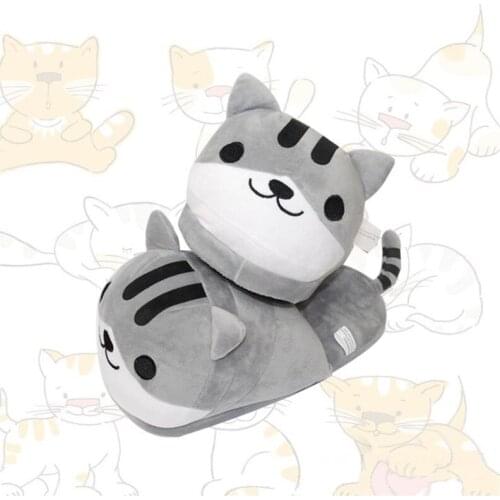 Winter Ladies Home Cartoon Cute Cat Plush Slippers Couple Warm Indoor Soft Bottom Furry Slippers Womens Fluffy House Shoes 2020