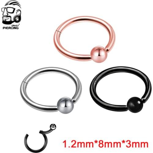 1PC 16g Nose Piercings 1.2*8*3mm Septum Piercing Clicker Segment Nose Hoop Ring Daith Piercings Labret Lip Rings Body Jewelry