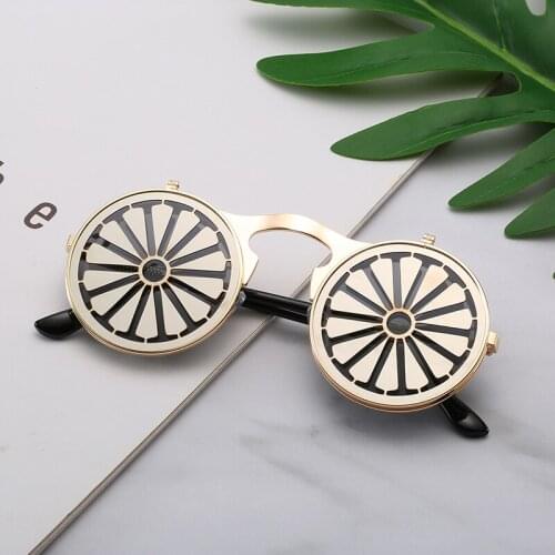 2020 Fashion Vintage Small Round Sun Glasses for Men Women Metal Flower Shaped CoverCover Sunglasses UV400 Bule Mirror Goggle