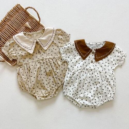 2021 Summer 0-3 Years Baby Polk Dot Newborn Cotton Cute Short Sleeve Romper Ins Style For Little Girls Bodysuit Babies Clothing