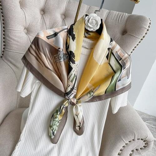 2021 new spring women scarf quality shawl silk fashion scarf headscarf beach sunscreen bag headscarf scarf 90cm*90cm