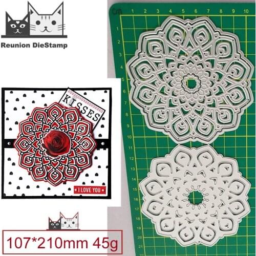 2021 New Cut Die Double Hollow Round Circle Lace Metal Cutting Dies DIY Scrapbooking Steel Craft Die Cut Embossing Paper Cards