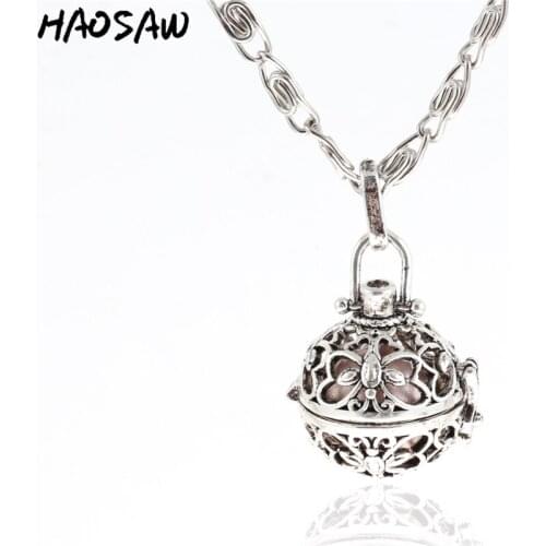 34mm Necklace Butterfly Shape Hollow Cage Magic Box Music Sound Bell Choose Color Bead Charms Pendant For Women Jewelry Making