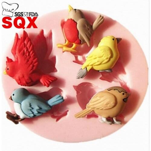 5 flying bird Silicone Fondant Mold For Cake Decor Baking Mold Christmas Moule Baking Chocolate Silicone SQ15217