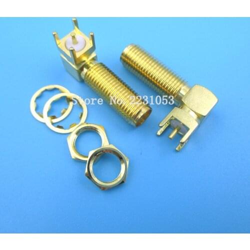 5PCS/LOT SMA-KWE 23MM Lengthen SMA Female Thru Hole Plug Right Angle SMA-KWE PCB Mount Connector