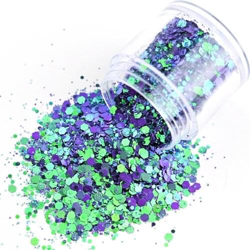 8g/Bottle Colorful Nail Art Glitter Sequins PET Hexagon Sparkly Golden Mermaid Holographic Nail Paillette Chunky Flakes Te#027