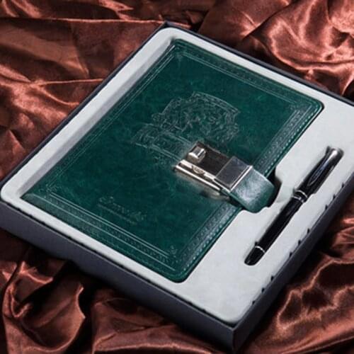 A5 Retro Notebook Brave Series lion pattern With Lock Password Notepad Leather Office Meeting minutes Stationery Diary Gift Box