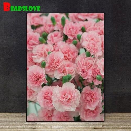 Full square round diamond Embroidey Pink Carnation DIY Diamond Painting Cross-Stitch kits 5 d Diamond Mosaic Mothers Day