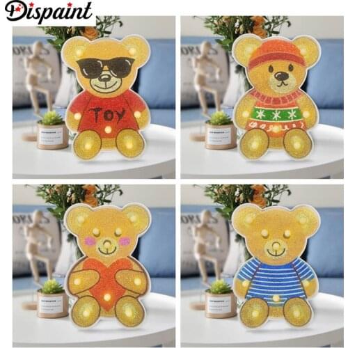 Dispaint Diamond Painting LED Lamp Light Mandala 5D Diamond Embroidery Landscape Rhinestones DIY Diamond Christmas Halloween