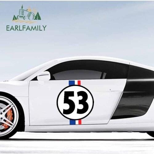 EARLFAMILY 43cm x 34.4cm For Herbie The Love Bug 53 Car Stickers Windshield Decal Air Conditioner Vinyl Material Decoration