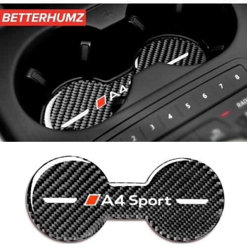 BETTERHUMZ Car Non-slip Mat Water Coaster Cup Bottle Holder Pad For Adui A4 Sport Styling Carbon Fiber Interior Trim Stickers
