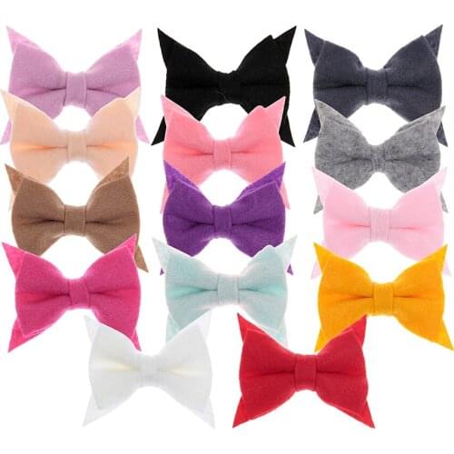 Nishine 3.2" 10pcs/lot Swallowtail Felt Bows for Baby Girls Headwear Soft Hair Bows for Hairpins Clips Diy Hair Accessories