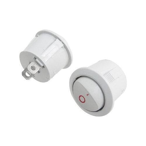 Free shipping!White 6A/250V AC 2 Pin SPST On Off Round Shape Rocker Switch 2 Pcs